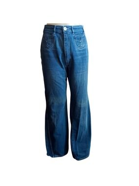 26x30 13/14 1970's Vintage Women's Disco Jeans High-Waisted Denim Stash Pockets